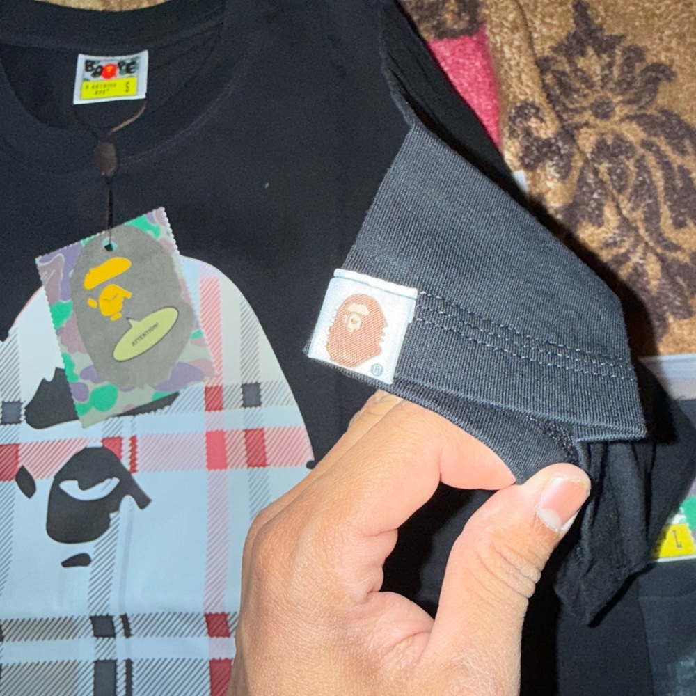 Bape Black Plaid Graphic Tee